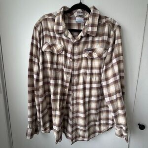 Columbia Men’s Plaid Flannel Button-Up Shirt – XL Regular Fit Outdoor Shirt